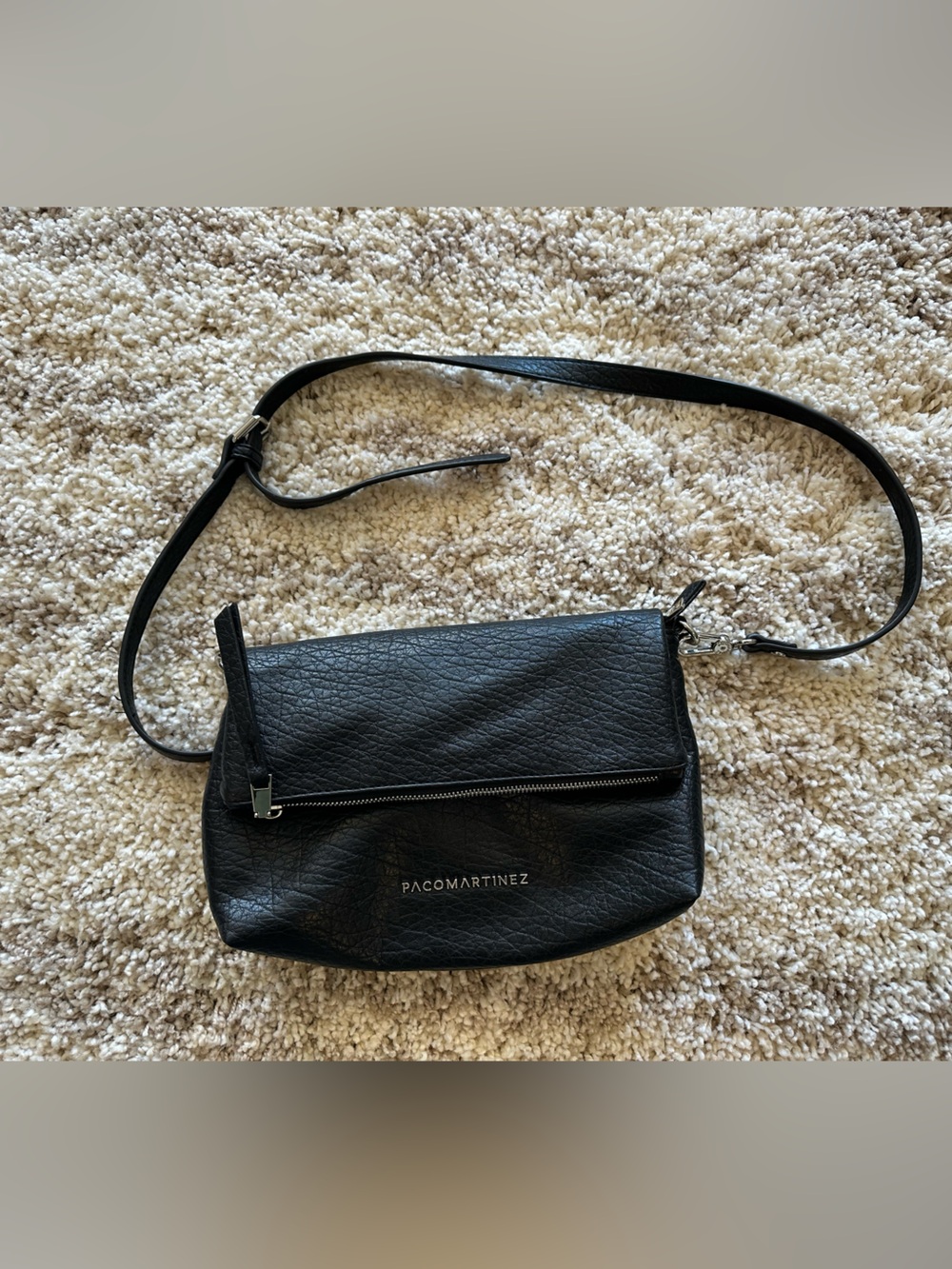 Paco Martinez Black Leather Crossbody Bag